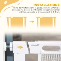 PawHut Cancellino per Cani Regolabile con Chiusura Automatica, Acciaio e ABS, 75-82x76 cm, Bianco(m-7)