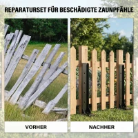 Outsunny Zaunpfosten Reparaturset 2er-Set Stützpfähle für Zaunpfosten mit Nägeln Bohrer 81 x 5,5 x 12 cm Schwarz(m-4)