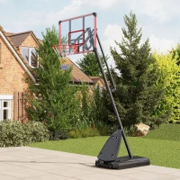 SPORTNOW 2.4-2.9m Adjustable Basketball Hoop and Stand with Weighted Base, Portable on Wheels, Red(m-10)