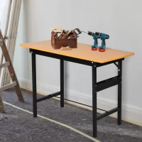 HOMCOM 100 cm Foldable Garage Work Bench, Craft Table MDF Workstation, Heavy-duty Steel Frame with Ruler, Protractor(m-2)