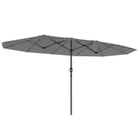 Outsunny Doppelsonnenschirm 436 x 260 cm, UV Schutz Stahl Sonnenschirm mit Handkurbel, oval Dunkelgrau(m-12)