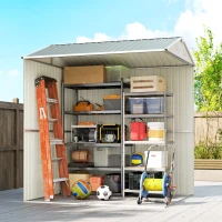 Outsunny Metall Gerätehaus 3,5 m², Hoher Abschließbar Geräteschuppen mit Sattedach Lüftungen Handschuhen, 209 x 177 x 236 cm(m-9)