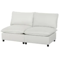 HOMCOM 2-Sitzer-Sofa, 146 cm Kunstleder-Modularsofa mit breiter und tiefer Sitzfläche, dicken Kissen, einfache Montage, Grau(m-11)