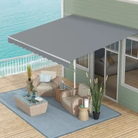 Outsunny Tenda da Sole per Esterno Avvolgibile a Manovella in Metallo e Alluminio, 395x245 cm, Grigio(m-10)