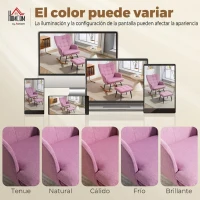 HOMCOM Silla Mecedora con Reposapiés con Cojín Acolchado Reposabrazos Respaldo Alto Patas de Madera Carga 130 kg Rosa(m-7)