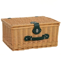 Outsunny Cesta da Pic Nic per 2 Persone in Vimini con Area Termica e Cavatappi, 40x30x20 cm, Marrone Chiaro