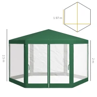 Outsunny 4m Hexagon Gazebo Party Tent, Screen House Patio Canopy Event Shelter for Activities, Shade Resistant, Green(m-13)