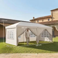 Outsunny Tonnelle de jardin exterieur 6x3m tonnelle pliante avec Parois Anti UV Hauteur Réglable avec Sac de Transport beige(m-3)