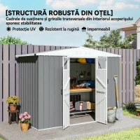 Outsunny Magazie pentru Unelte din Oțel Galvanizat cu 2 Uși, 246x117x180 cm, Gri Deschis(m-6)