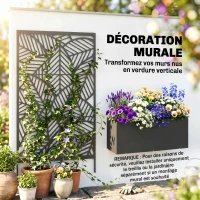 Outsunny Jardinière avec treillis, bac à fleurs, lit surélevé avec brise-vue, pour plantes grimpantes métal 90 x 30 x 170 cm noir(m-5)