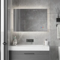 kleankin Badezimmerspiegel mit LED-Beleuchtung, Berührungsschalter, Memoryfunktion, Antibeschlag-Funktion, Silber(m-10)
