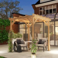 Outsunny 2 x 2 m Wooden Pergola Kit, Decorative Garden Gazebo Shelter with Stable Structure for Climbing Vines, Flowers, Dark Brown(m-10)