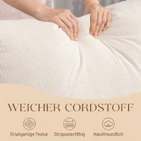 HOMCOM Schaukelstuhl Schaukelsessel mit Fußstütze verstellbar Rückenlehne Lendenkissen für Wohnzimmer, Schlafzimmer, Creme(m-7)