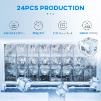 HOMCOM 3.2L Compact Ice Machine, with LCD Screen and Accessories - Silver-Tone(m-4)