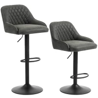 HOMCOM Bar Stools Adjustable Swivel Kitchen Chairs with Backrest Set of 2 for Kitchen Island Dark Grey(m-15)