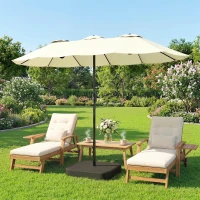 Outsunny Parasol de jardin extérieur parasol double face rectangulaire base et sacs de sable protection UV 50+ 295x148cm beige(m-11)