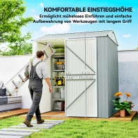 Outsunny Metall Gerätehaus 3,5 m², Hoher Abschließbar Geräteschuppen mit Sattedach Lüftungen Handschuhen, 209 x 177 x 236 cm(m-4)