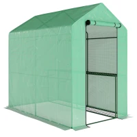 Outsunny Serre de jardin PE étagère 2 niveaux, serre de balcon, bâche renforcée 140 g/m², châssis en acier, 186x120x190cm, vert(m-1)