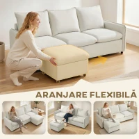 Set Canapea 3 Locuri, HOMCOM, Leathaire, 212x125x84cm, Crem(m-6)
