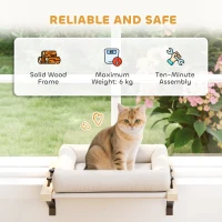 PawHut Cat Radiator Bed, Adjustable Hanging Cat Hammock with Removable and Washable Cushion for Indoor Cats, Cream White(m-9)