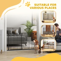 PawHut Extra Wide Dog Safety Gate, with Door Pressure, for Doorways, Hallways, Staircases - Black(m-17)