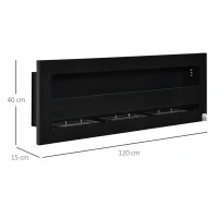 HOMCOM Lareira de Bioetanol de Parede com Depósito de 1 L Tempo de Combustão 3H para Interiores 20 m² 120x15x40 cm Preto(m-3)
