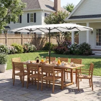 Outsunny Ombrellone Doppio a 12 Stecche con Manovella, in Metallo e Poliestere, 4.6x2.7 m, Bianco(m-8)
