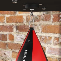 SPORTNOW Punching Ball montat pe perete, cu Speed Bag rotativ la 360° și reglabil pe 7 niveluri de înălțime, negru și roșu(m-8)