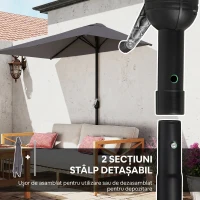 Outsunny - Umbrelă de perete în formă de semilună, economisitoare de spațiu, cu deschidere prin manivelă, gri(m-7)