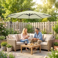 Outsunny 3m Overhanging Cantilever Parasol, with Cross Base - Beige(m-7)