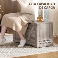 HOMCOM Baúl de Almacenaje 100L con Bisagra de Seguridad Asa con Recorte en U para Recibidor Salón 80x40x45 cm Gris(m-10)