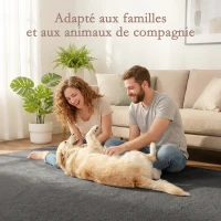 HOMCOM Tapis salon 160 x 120 cm tapis à poils longs, lavable en machine, antidérapant, en fausse fourrure, gris clair(m-8)