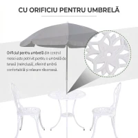 Outsunny Set de Grădină 3 Piese din Aluminiu cu 2 Scaune 42,5x47,5x89 cm și Masă Rotundă Ø60x67 cm, Alb(m-6)