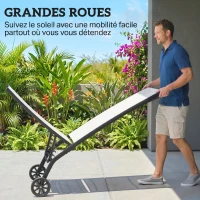 Outsunny Lot de 2 bains de soleil en aluminium et textilène avec roulettes dossier inclinable charge max. 150 Kg crème(m-5)