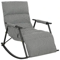 HOMCOM Silla Mecedora con Respaldo y Reposapiés Ajustables Mecedora Sillón Balancín Tapizado en Lino 62x100x89 cm Negro(m-1)