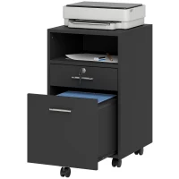 Vinsetto Cassettiera da Ufficio Portadocumenti in Legno con 2 Cassetti e Ripiano Aperto, 39x40x65 cm, Nero(m-11)