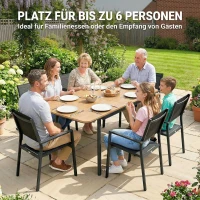 Outsunny Gartentisch 140 x 80 cm für 6 Personen rostbeständig Outdoor Esstisch mit WPC-Tischplatte Verstellbare Füße, Teak(m-4)