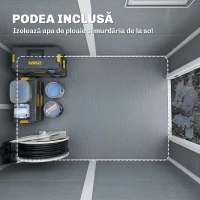 Outsunny Magazie de Grădină din Rășină cu Podea, Ușă Blocabilă și Fereastră, 1,3 x 1,8 m, Gri(m-4)
