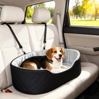 PawHut Siège auto pour chien avec ceinture de sécurité et fixation siège de voiture pour chien rembourré 77 x 43 x 28 cm noir(m-9)