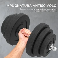 HOMCOM Set 2 Manubri Regolabili da 40 kg Totali con 12 Dischi e Impugnatura Antiscivolo, in Acciaio e Plastica, Nero(m-5)