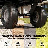 Outsunny Carrito de Jardín con Ruedas Grandes Bolsa Impermeable Removible y Mango Giratorio Carga 300 kg 105x51x54 cm Negro(m-8)