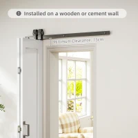 HOMCOM Slide Door, 70cm Modern Sliding Door Set Kit with Steel Rail, White(m-6)