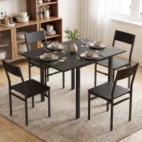 HOMCOM Juego de Mesa de Comedor con Mesa Extensible y Sillas Apilables, Negro(m-2)