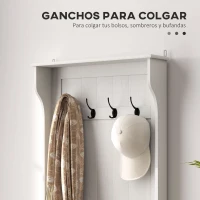 HOMCOM Perchero Zapatero con Banco de Almacenamiento 4 Ganchos Estilo Moderno 71,5x39,5x170 cm Blanco(m-5)