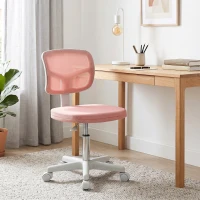 Vinsetto Chaise de Bureau Ergonomique Sans Accoudoirs, Fauteuil de Bureau Pivotant, Dossier Courbé en Maille et Roulettes, Rose(m-14)