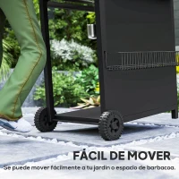 Outsunny Barbacoa de Gas con 3 Quemadores Parrilla para 5-9 Personas Quemador Lateral Termómetro y Ruedas 123x58x98 cm Negro(m-8)