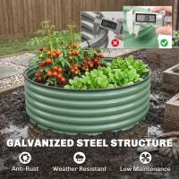 Outsunny Galvanised Raised Garden Bed with Safety Edging, Outdoor Raised Planter Box with Gloves, 120 x 120 x 43cm, Light Green(m-5)