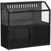 PawHut Cage Hamster 2-en-1 avec Armoire de Rangement pour Rongeur Hamster Syrien et Souris Acier et Acrylique Noir(m-1)
