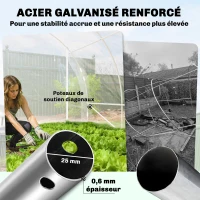 Outsunny Serre tunnel de jardin 18m² serre de jardin tunnel 296x597x199cm cadre acier galvanisé, bâche PE 150g/m² transparent(m-4)