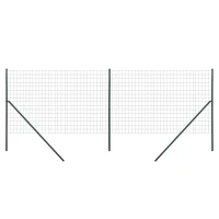 Outsunny Grillage Rouleau soudé - Maille 7,3L x 6,3l cm - Hauteur 2 m - Longueur 10 m - poteaux, Jambes de Force Inclus - Acier revêtement PVC Vert(m-11)